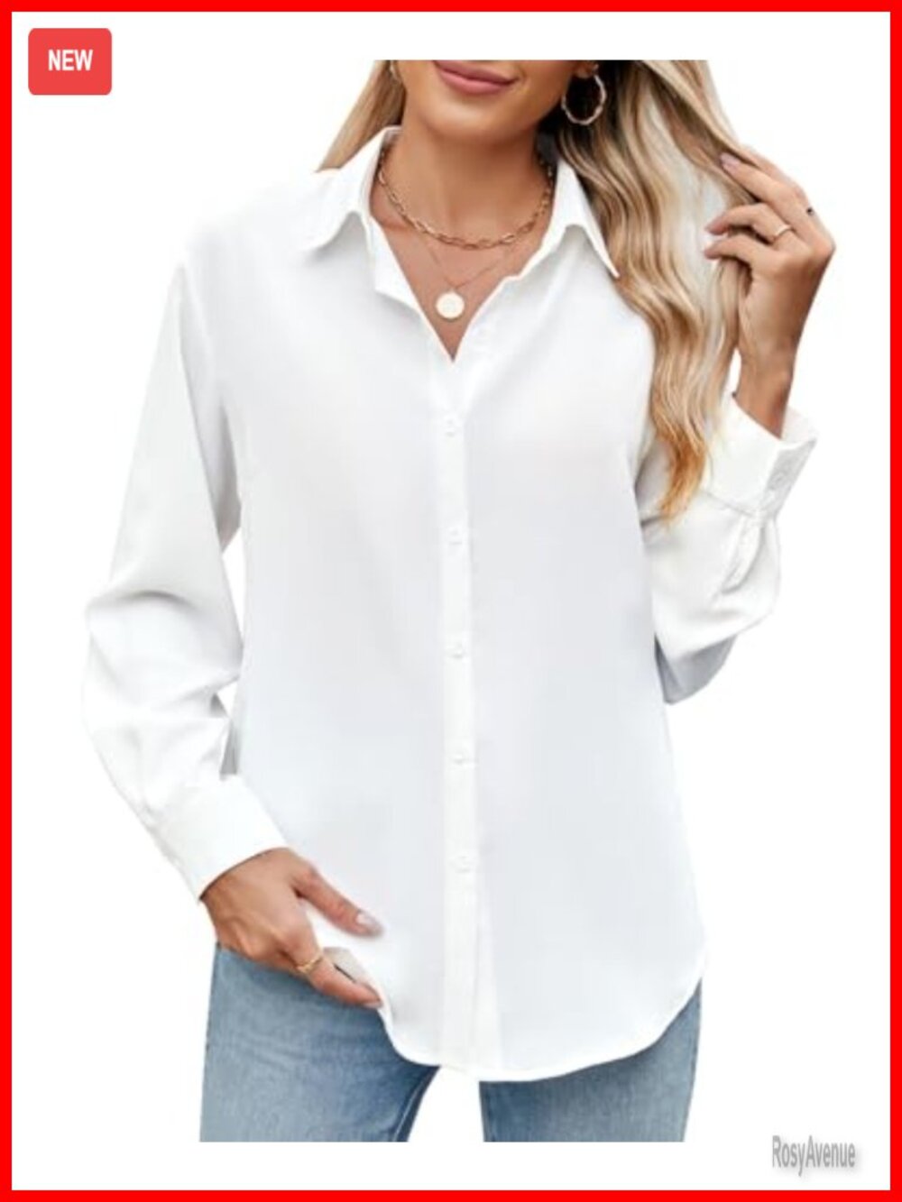 Womens Chiffon Button Down Shirt Long Sleeve V Neck Wrinkle-Free Work Blouse